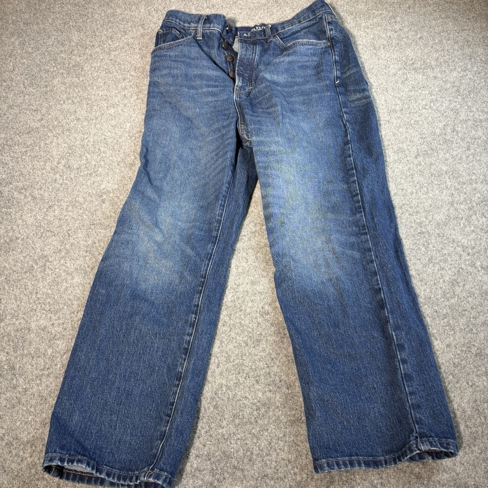 Ana Jeans Womens 12 High Rise Vintage Straight Button Fly Blue Denim Medium Wash
